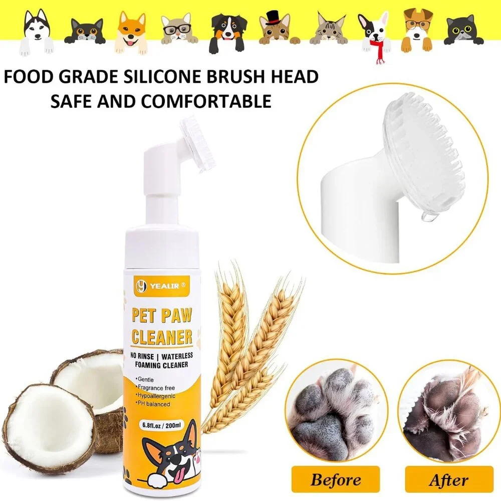 YEALIR Plant Based Foaming Paw Cleaner 2 Pack Silicone Scrubber, Towel 13.6 oz